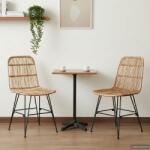 vidaXL Scaun de dining 2 pcs natural 41 x 55 x 85 cm Rattan si otel GartenMobel Dekor (42033206)