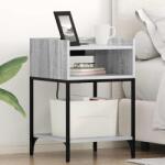 vidaXL Noptiera sonoma gri 40x40x61 cm din lemn compozit, cu 2 rafturi (859476)