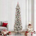 vidaXL Brad de Craciun artificial Alb 240 cm PVC si metal si plastic GartenMobel Dekor (3396129)
