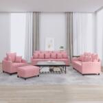 vidaXL Set de canapele cu perne, 4 piese, roz, catifea GartenMobel Dekor (3201693) Canapea