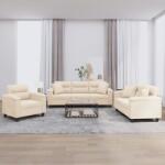 vidaXL Set de canapele cu perne, 3 piese, bej, microfibra GartenMobel Dekor (3202307) Canapea