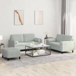 vidaXL Set de canapele, 3 piese, cu perne, gri deschis, catifea GartenMobel Dekor (3202004) Canapea