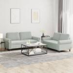 vidaXL Set de canapele cu perne, 2 piese, gri deschis, catifea GartenMobel Dekor (3202210) Canapea