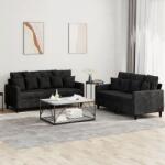 vidaXL Set de canapele cu perne, 2 piese, negru, catifea GartenMobel Dekor (3201705) Canapea