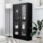 vidaXL Dulap cu vitrina, negru, 82, 5 x 30, 5 x 150 cm, PAL GartenMobel Dekor (802760) Biblioteca