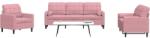 vidaXL Set canapele cu perne/rulouri, 3 piese, roz, catifea GartenMobel Dekor (3278374) Canapea