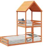 vidaXL Pat supraetajat cu acoperis maro ceruit 90x190cm lemn masiv pin GartenMobel Dekor (3282398)