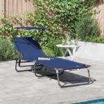 vidaXL Sezlong Pliabil cu Copertina Albastru din Material Oxford 600D GartenMobel Dekor (42003128)