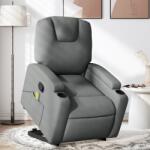 vidaXL Fotoliu de masaj rabatabil cu ridicare, gri închis, textil GartenMobel Dekor (3204381)