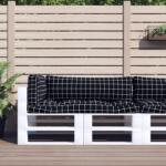 vidaXL Perne pentru paleti, 3 buc, negru, model carouri, textil oxford GartenMobel Dekor (360960)