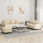 vidaXL Set de canapele cu perne, 3 piese, crem, textil GartenMobel Dekor (3201470) Canapea