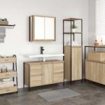 vidaXL Set de mobilier pentru baie cu usa 2 pcs Stejar Sonoma si negru GartenMobel Dekor (3328375)