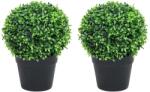 vidaXL Plante artificiale cimisir cu ghiveci, 2 buc. verde 37 cm minge GartenMobel Dekor (336518)
