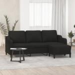 vidaXL Canapea cu 3 locuri cu taburet, negru, 180 cm, material textil GartenMobel Dekor (3201139) Canapea
