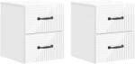 vidaXL Set 2 noptiere suspendate cu 2 sertare, alb lucios, 34, 5x33x40 cm (898644)