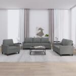 vidaXL Set de canapele cu perne, 3 piese, gri închis, textil GartenMobel Dekor (3201429) Canapea