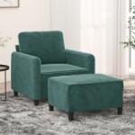 vidaXL Fotoliu canapea cu taburet, verde închis, 60 cm, catifea GartenMobel Dekor (3201166) Canapea