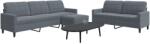 vidaXL Set de canapele cu perne, 3 piese, gri închis, catifea GartenMobel Dekor (3278482) Canapea