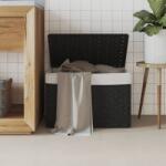 vidaXL Cos de rufe cu capac, negru, 55, 5x35x34 cm, poliratan GartenMobel Dekor (372052)