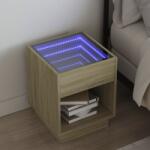 vidaXL Noptiera cu LED infinity, stejar sonoma, 40x40x50 cm GartenMobel Dekor (3284079)
