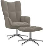 vidaXL Scaun de relaxare cu taburet, gri deschis, catifea GartenMobel Dekor (328128)