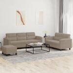 vidaXL Set de canapele cu perne, 3 piese, gri taupe, microfibra GartenMobel Dekor (3202344) Canapea