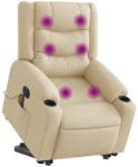 vidaXL Fotoliu electric de masaj rabatabil cu ridicare, crem, textil GartenMobel Dekor (3310287)