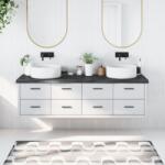 vidaXL Blat de baie, gri închis, 180x60x(2-6) cm, lemn masiv tratat GartenMobel Dekor (3156264)