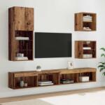 vidaXL Unitati TV de perete cu LED 5 pcs Lemn Vechi Lemn compozit GartenMobel Dekor (3402950) Comoda