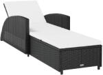 vidaXL Sezlong cu perna alb crem, negru, poliratan GartenMobel Dekor (317177)