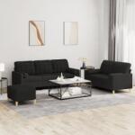 vidaXL Set de canapele cu perne, 3 piese, negru, textil GartenMobel Dekor (3201334) Canapea
