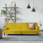 vidaXL Canapea extensibila cu cotiere, galben, catifea GartenMobel Dekor (351899) Canapea