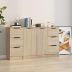 vidaXL Servante, 3 piese, stejar sonoma, lemn prelucrat GartenMobel Dekor (3115838) Comoda