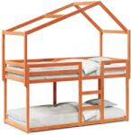 vidaXL Pat supraetajat cu acoperis maro ceruit 80x200cm lemn masiv pin GartenMobel Dekor (3282043)