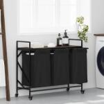 vidaXL Cos de rufe 3 compartimente cu roti stejar maro GartenMobel Dekor (859094)
