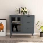 vidaXL Servanta, antracit, 75x35x70 cm, otel si sticla securizata GartenMobel Dekor (336075) Comoda