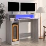 vidaXL Birou cu lumini LED, gri sonoma, 97x90x45 cm lemn prelucrat GartenMobel Dekor (820476)