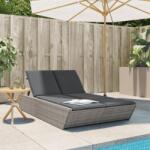 vidaXL Sezlong dublu cu perne, gri, poliratan GartenMobel Dekor (368181)