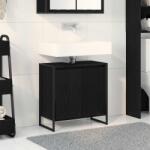 vidaXL Dulap de Baie cu usa Stejar Negru 60 x 30 x 60 cm Lemn compozit GartenMobel Dekor (886486)