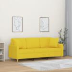 vidaXL Canapea cu 3 locuri cu pernute, galben deschis, 180 cm, textil GartenMobel Dekor (3200922) Canapea