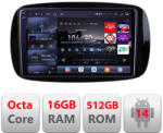 Edotec Navigatie Android Smart ForTwo 2015+ Edotec QLED 2K, 16GB RAM, 512GB (KIT-SMART15+EDT-E809-2K)