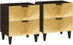 vidaXL Set 2 noptiere negre cu auriu, 4 sertare, 40 x 33 x 46 cm (4017827)