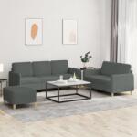 vidaXL Set de canapele cu perne, 3 piese, gri închis, textil GartenMobel Dekor (3202127) Canapea
