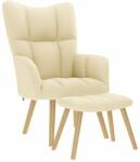 vidaXL Scaun de relaxare cu taburet, crem, textil GartenMobel Dekor (4016785)