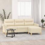 vidaXL Canapea cu 3 locuri cu taburet, crem, 180 cm, material textil GartenMobel Dekor (3201075) Canapea