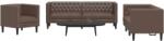 vidaXL Set canapele Chesterfield cu 3 locuri, maro, piele eco. GartenMobel Dekor (3209269) Canapea