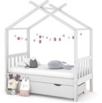 vidaXL Cadru pat de copii cu un sertar, alb, 70x140 cm, lemn masiv pin GartenMobel Dekor (322148)