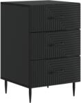 vidaXL Noptiera neagra cu 3 sertare, 43 x 41 x 66, 5 cm, lemn prelucrat (894786)