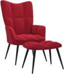 vidaXL Scaun de relaxare cu taburet, rosu vin, catifea GartenMobel Dekor (328089)