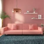 vidaXL Canapea extensibila cu 2 locuri, 2 perne, roz, catifea GartenMobel Dekor (375921) Canapea